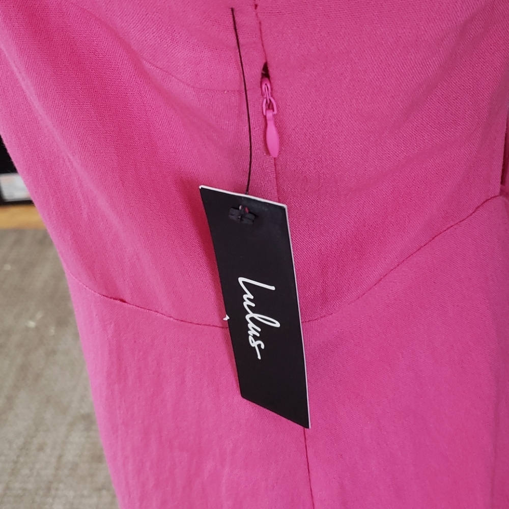 NWT Lulus linen blend open back dress - Picture 4 of 4